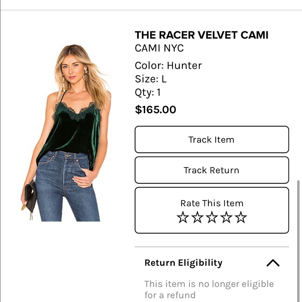 Cami NYC The Racer Velvet Cami